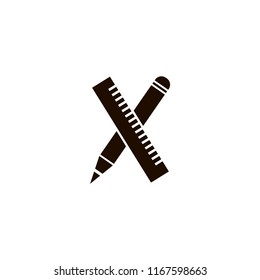 Pencil with ruler icon. flat design