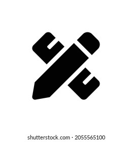 Icono de regla de lápiz. Diseño de estilo plano aislado en un fondo blanco. Ilustración del vector