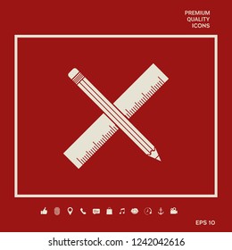 Icono de lápiz y regla. Elementos gráficos para el diseño