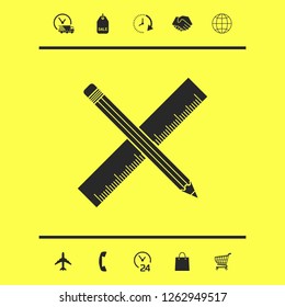 Pencil and ruler icon. Graphic elements for your design