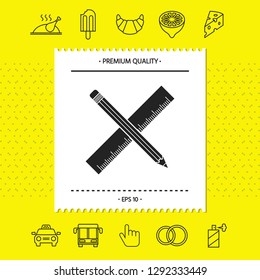 Pencil and ruler icon. Graphic elements for your design