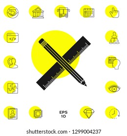 Pencil and ruler icon. Graphic elements for your design