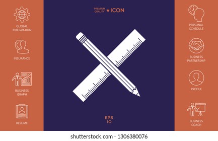Pencil and ruler icon. Graphic elements for your design