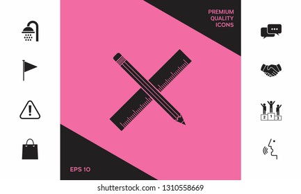 Pencil and ruler icon. Graphic elements for your design