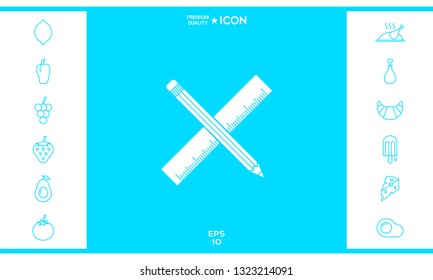 Pencil and ruler icon. Graphic elements for your design