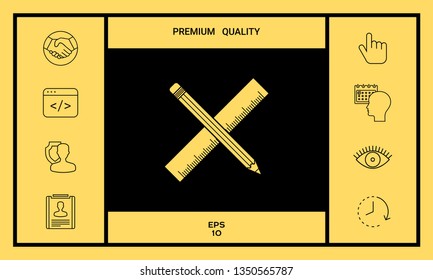 Pencil and ruler icon. Graphic elements for your design