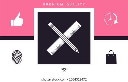Pencil and ruler icon. Graphic elements for your design
