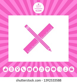 Pencil and ruler icon. Graphic elements for your design