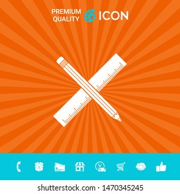 Pencil and ruler icon. Graphic elements for your design