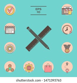 Pencil and ruler icon. Graphic elements for your design