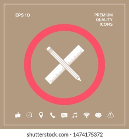 Pencil and ruler icon. Graphic elements for your design