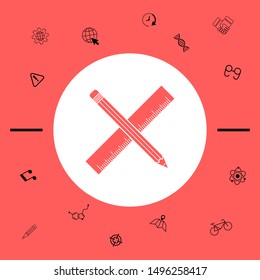 Pencil and ruler icon. Graphic elements for your design