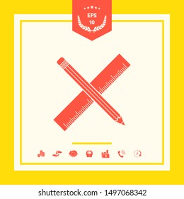 Pencil and ruler icon. Graphic elements for your design