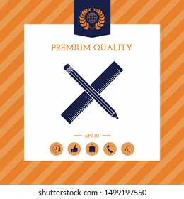 Pencil and ruler icon. Graphic elements for your design