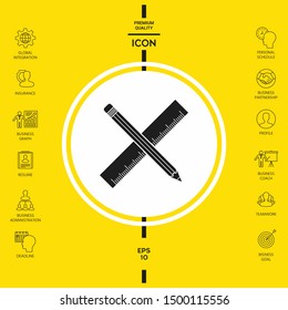 Pencil and ruler icon. Graphic elements for your design