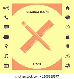 Pencil and ruler icon. Graphic elements for your design