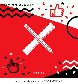 Pencil and ruler icon. Graphic elements for your design