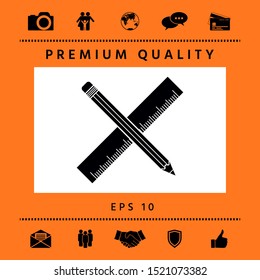 Pencil and ruler icon. Graphic elements for your design
