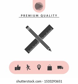 Pencil and ruler icon. Graphic elements for your design