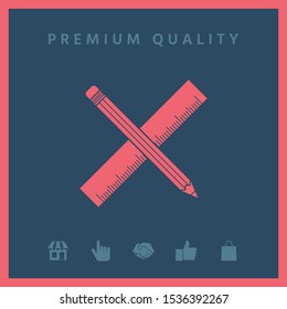 Pencil and ruler icon. Graphic elements for your design