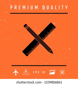 Pencil and ruler icon. Graphic elements for your design