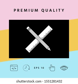 Pencil and ruler icon. Graphic elements for your design