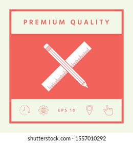 Pencil and ruler icon. Graphic elements for your design