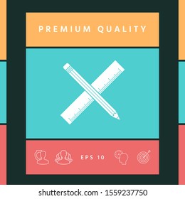 Pencil and ruler icon. Graphic elements for your design