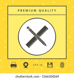 Pencil and ruler icon. Graphic elements for your design