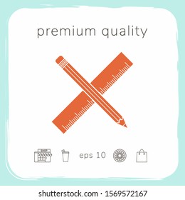 Pencil and ruler icon. Graphic elements for your design