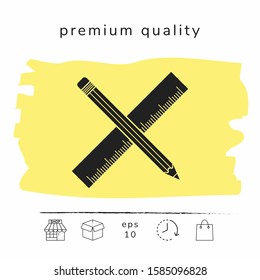 Pencil and ruler icon. Graphic elements for your design