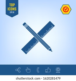 Pencil and ruler icon. Graphic elements for your design