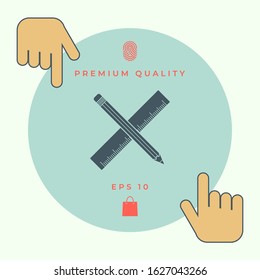 Pencil and ruler icon. Graphic elements for your design
