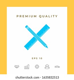 Pencil and ruler icon. Graphic elements for your design