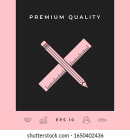 Pencil and ruler icon. Graphic elements for your design