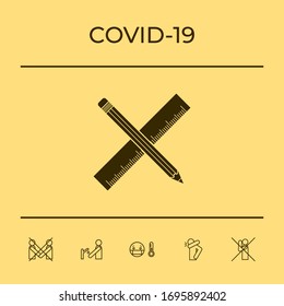 Pencil and ruler icon. Graphic elements for your design
