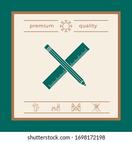 Icono de lápiz y regla. Elementos gráficos para el diseño