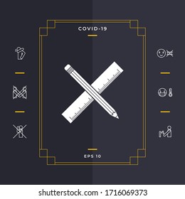 Pencil and ruler icon. Graphic elements for your design