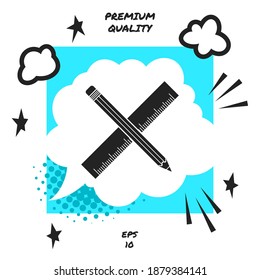 Pencil and ruler icon. Graphic elements for your design