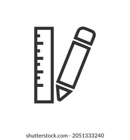 Pencil and ruler Icon Isolated on White Background