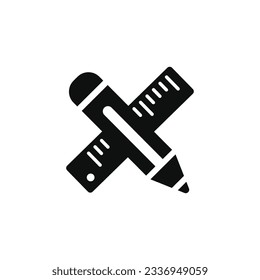 Pencil and ruler icon isolated on white background