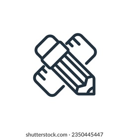 Pencil and ruler icon isolated on white background. Stationery equipment vector symbol, education for web and mobile design.