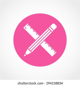 Pencil with ruler Icon Isolated on White Background