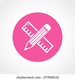 Pencil with ruler Icon Isolated on White Background