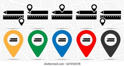 Pencil and ruler icon in location set. Simple glyph, flat illustration element of education theme icons