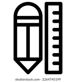 pencil and ruler icon or logo isolated sign symbol vector illustration - high quality black style vector icons
