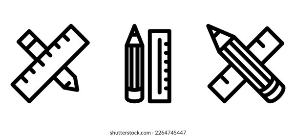 pencil and ruler icon or logo isolated sign symbol vector illustration - high quality black style vector icons
