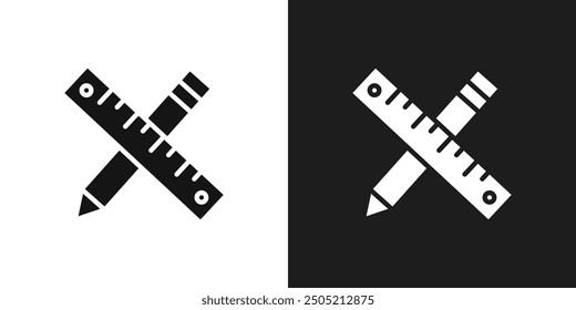 Lápiz y icono de Regla logo conjunto Vector