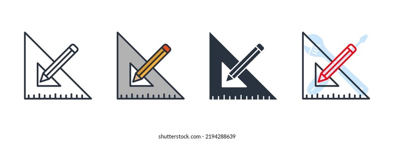 Pencil And Ruler Icon Logo Vector Illustration. Pencil And Ruler Symbol Template For Graphic And Web Design Collection