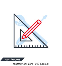 pencil and ruler icon logo vector illustration. pencil and ruler symbol template for graphic and web design collection